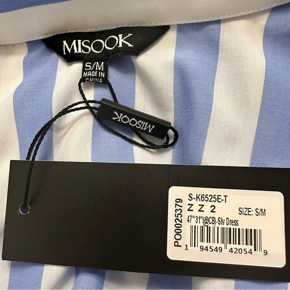 Misook Midi Blue White Oversized Striped Shirtdress SZ S/M Quiet Luxury NWT - Picture 2 of 9